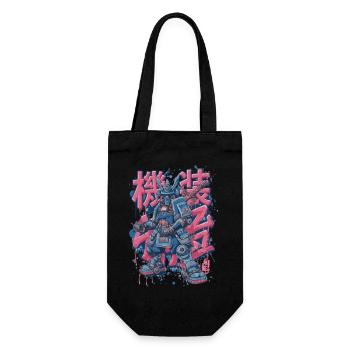 Samurai Mech – Anime Manga Robot Motif - Gift Bag for Bottles - black - Front