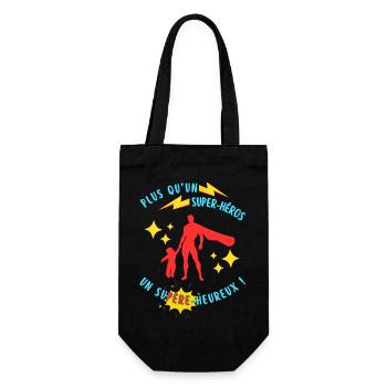More than a superhero, a happy superior - Gift Bag for Bottles - black - Front