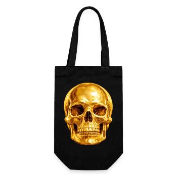 Goldener Totenkopf Luxus Gothic - Geschenkbeutel für Flaschen - Schwarz - Vorne