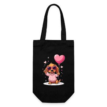 Dackel Dachshund Tekel - Geschenkbeutel für Flaschen - Schwarz - Vorne