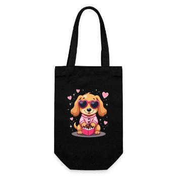 Dackel Dachshund Tekel - Geschenkbeutel für Flaschen - Schwarz - Vorne