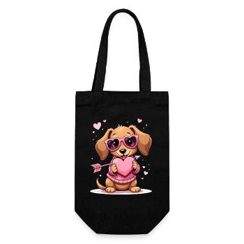 Dackel Dachshund Tekel - Geschenkbeutel für Flaschen - Schwarz - Vorne
