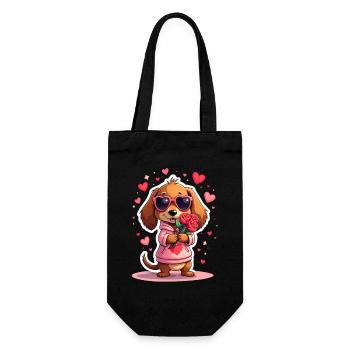 Dackel Dachshund Tekel - Geschenkbeutel für Flaschen - Schwarz - Vorne