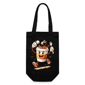 Lustiger Coffee Becher Comic Illustration - Geschenkbeutel für Flaschen - Schwarz - Vorne