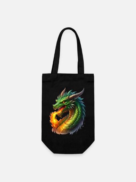 Feuer speiender Drache - Geschenkbeutel für Flaschen - Schwarz