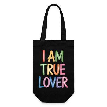 Je suis un vrai amoureux Écriture colorée Imprimé - Sac à bouteille - noir - Devant
