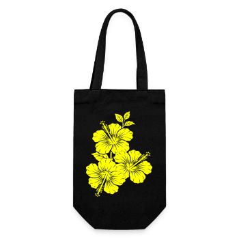 Yellow Hibiscus Triple Flower Silhouette - Gift Bag for Bottles - black - Front