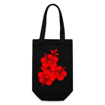 Silhouette triple de floraison d’hibiscus rouge - Sac à bouteille - noir - Devant