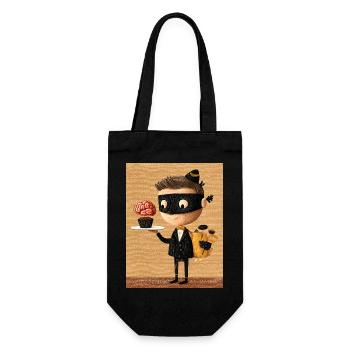 Maskierter Kellner, Gehirngebäck - Geschenkbeutel für Flaschen - Schwarz - Vorne