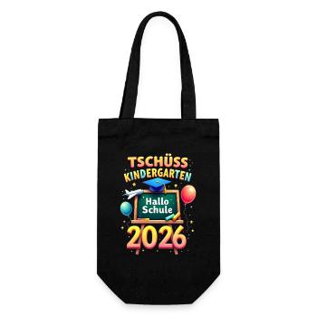 Schulkind 2026 Einschulung 2026 Schulanfang - Geschenkbeutel für Flaschen - Schwarz - Vorne