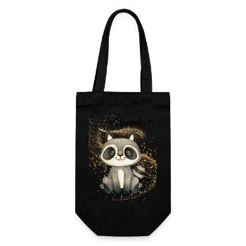 Cute raccoon on glitter - Gift Bag for Bottles - black - Front