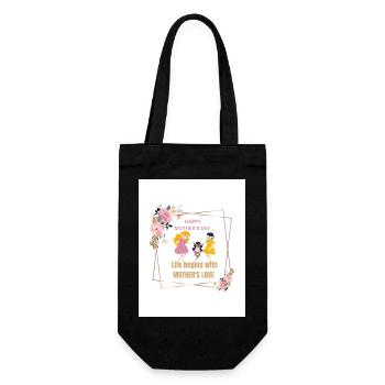 Mother's Love Floral Frame - Gift Bag for Bottles - black - Front