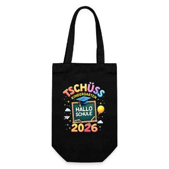 Schulkind 2026 Einschulung 2026 Schulanfang - Geschenkbeutel für Flaschen - Schwarz - Vorne