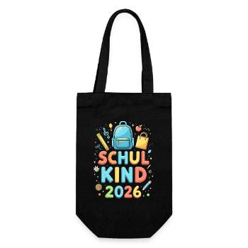 Schulkind 2026 Einschulung 2026 Schulanfang - Geschenkbeutel für Flaschen - Schwarz - Vorne