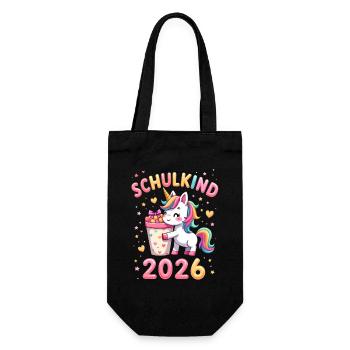 Schulkind 2026 Einschulung 2026 Schulanfang - Geschenkbeutel für Flaschen - Schwarz - Vorne
