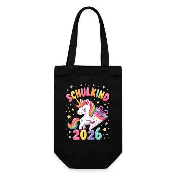 Schulkind 2026 Einschulung 2026 Schulanfang - Geschenkbeutel für Flaschen - Schwarz - Vorne