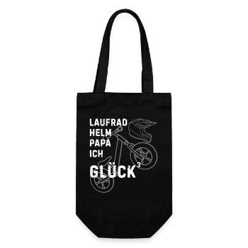 Laufrad Helm Papa – Kindermotiv - Geschenkbeutel für Flaschen - Schwarz - Vorne