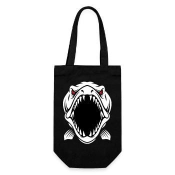 Hecht Barrakuda Maskottchen-Logo Angeln Sport Gaming - Geschenkbeutel für Flaschen - Schwarz - Vorne