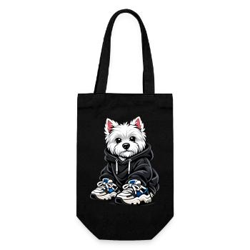 Cool Westie in Oversized Hoodie & Sneaker Design - Gift Bag for Bottles - black - Front