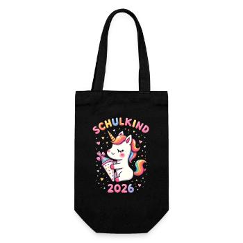 Schulkind 2026 Einschulung 2026 Schulanfang - Geschenkbeutel für Flaschen - Schwarz - Vorne