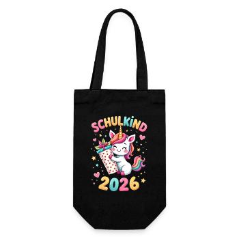 Schulkind 2026 Einschulung 2026 Schulanfang - Geschenkbeutel für Flaschen - Schwarz - Vorne