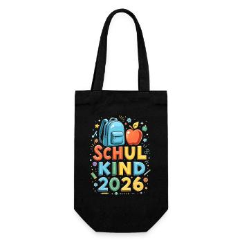 Schulkind 2026 Einschulung 2026 Schulanfang - Geschenkbeutel für Flaschen - Schwarz - Vorne