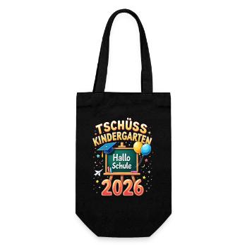 Schulkind 2026 Einschulung 2026 Schulanfang - Geschenkbeutel für Flaschen - Schwarz - Vorne