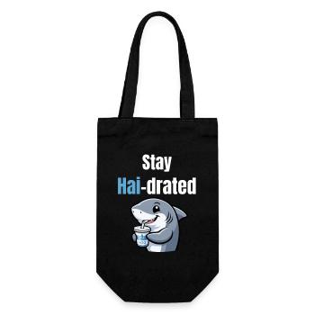 Shark-drated | Funny cartoon shark with drink - Gift Bag for Bottles - black - Front