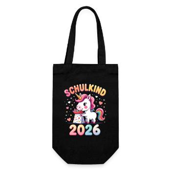 Schulkind 2026 Einschulung 2026 Schulanfang - Geschenkbeutel für Flaschen - Schwarz - Vorne