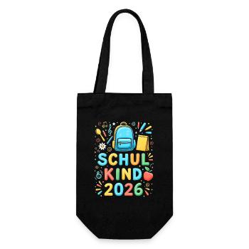 Schulkind 2026 Einschulung 2026 Schulanfang - Geschenkbeutel für Flaschen - Schwarz - Vorne