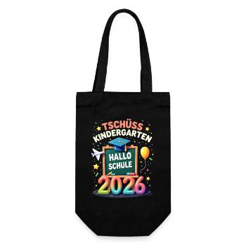 Schulkind 2026 Einschulung 2026 Schulanfang - Geschenkbeutel für Flaschen - Schwarz - Vorne
