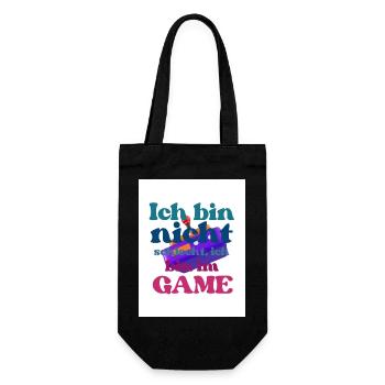 Ich bin im GAME – bunter Spruch - Geschenkbeutel für Flaschen - Schwarz - Vorne