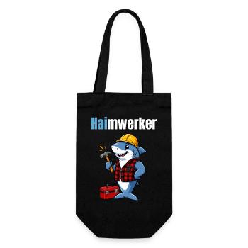 Haimwerker – Lustiger Hai Handwerker - Geschenkbeutel für Flaschen - Schwarz - Vorne