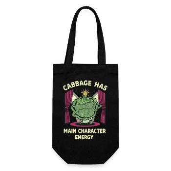 Cabbage Main Character Energy - Geschenkbeutel für Flaschen - Schwarz - Vorne