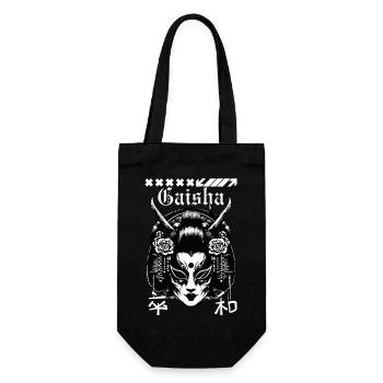 Geisha Maske Gothic - Geschenkbeutel für Flaschen - Schwarz - Vorne
