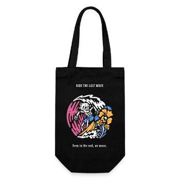 Ride The Last Wave Surfer Skull Ocean Geschenk - Geschenkbeutel für Flaschen - Schwarz - Vorne