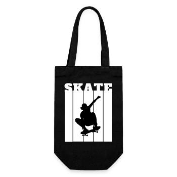 Skateboard Silhouette Skater Geschenk Cooles Shirt - Geschenkbeutel für Flaschen - Schwarz - Vorne
