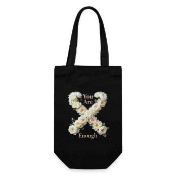 You Are Enough Flower Heart - Gift Bag for Bottles - black - Front