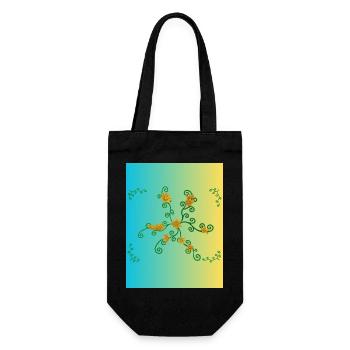 Golden Flower Vine Gradient - Gift Bag for Bottles - black - Front