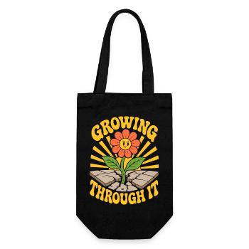 Growing Through It Flower - Gift Bag for Bottles - black - Front