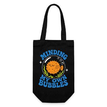 Minding My Own Bubbles Puffer Fish - Gift Bag for Bottles - black - Front