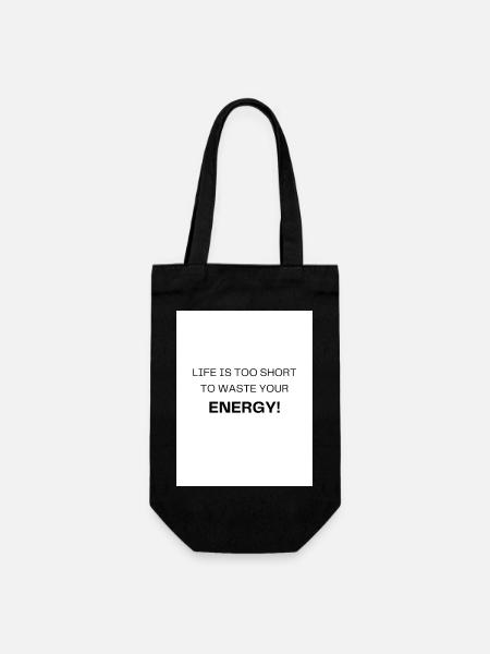 Leben zu kurz – Energie sinnvoll nutzen - Geschenkbeutel für Flaschen - Schwarz