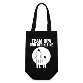 Team Opa und der Kleine – Familien Silhouette Art - Geschenkbeutel für Flaschen - Schwarz - Vorne