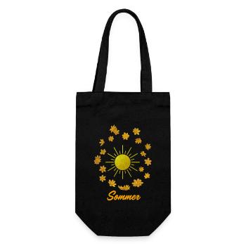 Goldener Sonnenschein mit Blüten - Geschenkbeutel für Flaschen - Schwarz - Vorne