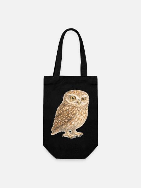 chouette chevêche - Geschenkbeutel für Flaschen - Schwarz