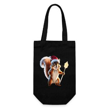 Magisches Weihnachts Eichhörnchen, Hüter des Wades - Geschenkbeutel für Flaschen - Schwarz - Vorne