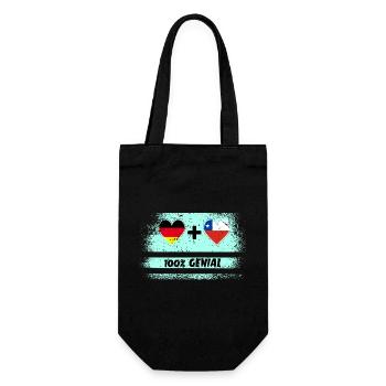 Deutschland und Chile 100% Genial / Geschenk - Geschenkbeutel für Flaschen - Schwarz - Vorne