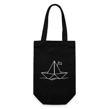 Papierboot Papierschiff  - Geschenkbeutel für Flaschen - Schwarz - Vorne