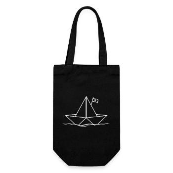 Papierschiff Papierboot - Geschenkbeutel für Flaschen - Schwarz - Vorne