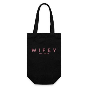 Wifey Est. 2022 Ehefrau to Be Verlobung Hochzeitsgeschenk - Geschenkbeutel für Flaschen - Schwarz - Vorne